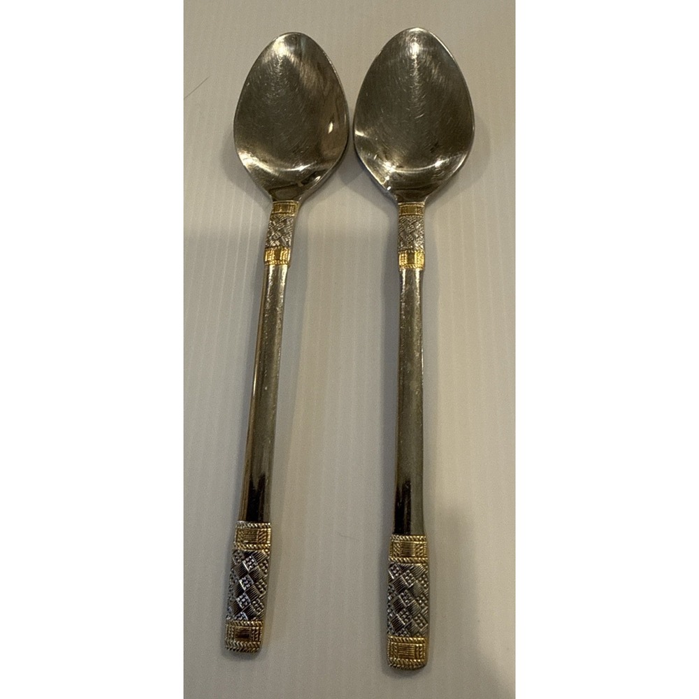 Wallace Golden Corsica Teaspoons Spoon Set Of 2 Stainless 18/10 Flatware 6 5/8"